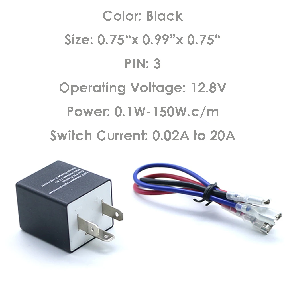 

12V 3-PIN 0.02A-20A Motorcycle Automobile Electronic LED Halogen lamp Adjustable Flasher Relay Turn Signal Light Blinker