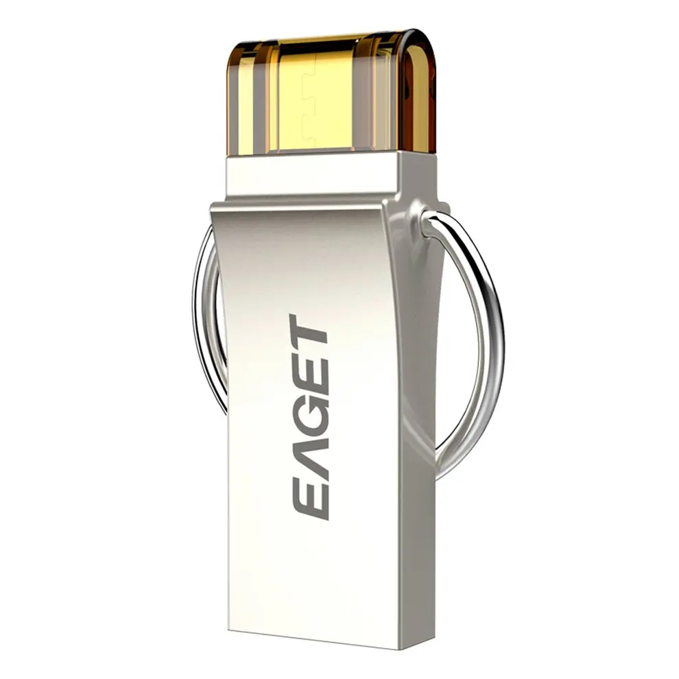 EAGET V90 USB 3,0 Micro USB OTG 32G Флешка водонепроницаемый флеш-накопитель металлический флэш-диск с кольцом для ключей для телефона Android PC ноутбука