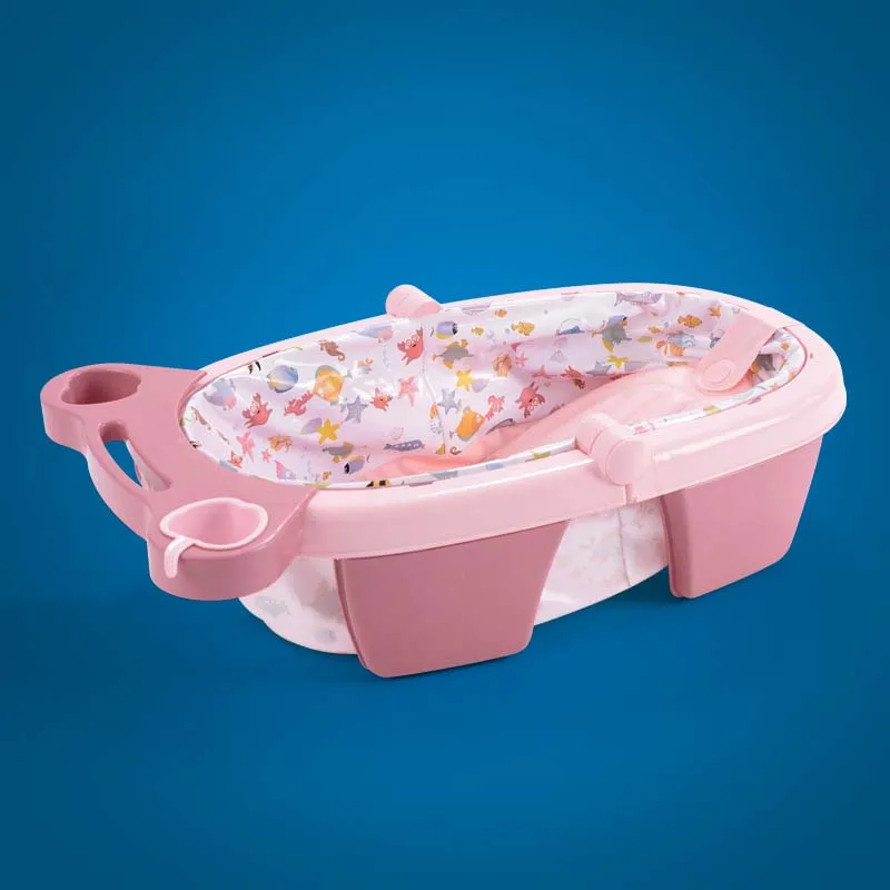 Портативная складная детская ванночка, нескользящая подошва, нетоксичный материал, детская надувная ванна, ведро для купания, От 0 до 2 лет - Цвет: Розовый