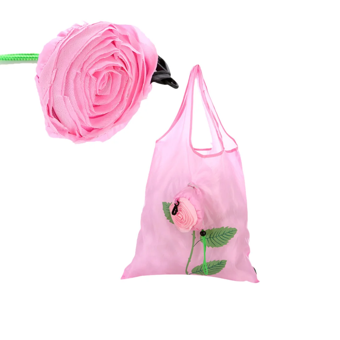 New Arrive Fashion Rose Foldable Shopping Bag Carry Support Girls Storage Container Polyester Bags- Pink | Дом и сад