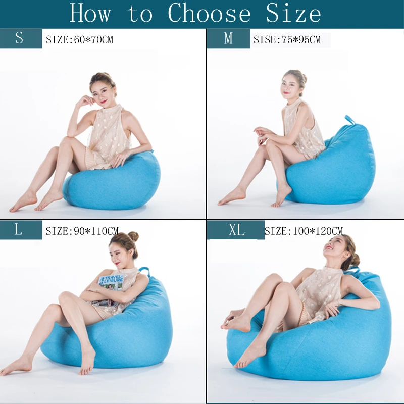 Большие маленькие чехлы для диванов Lazy BeanBag стулья без наполнителя льняной ткани