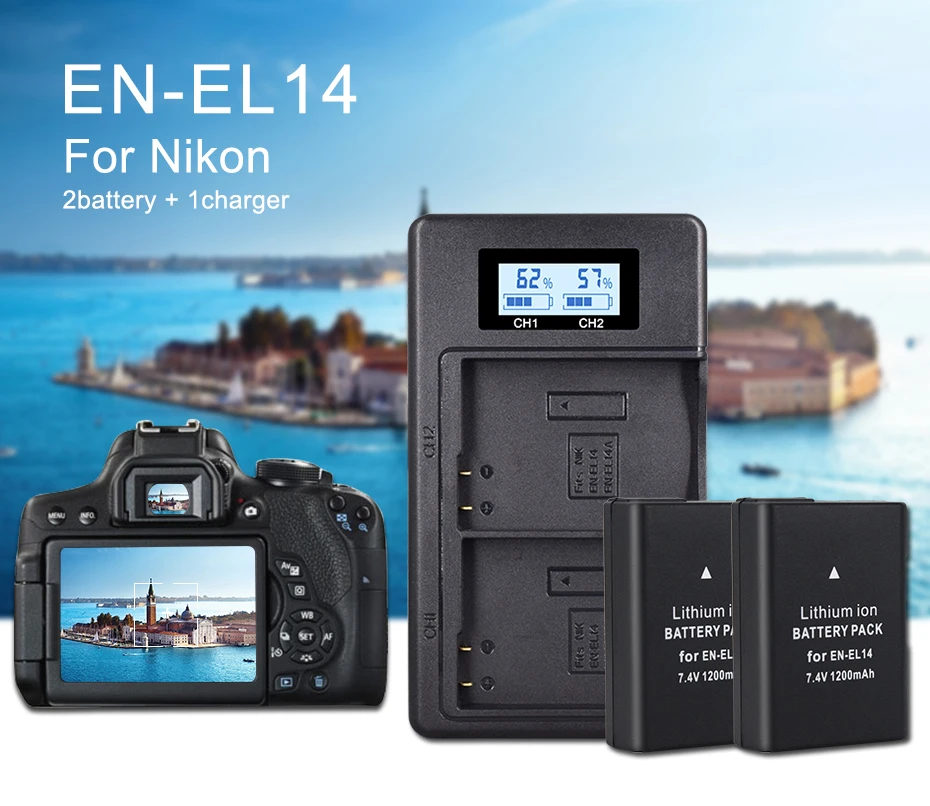 PALO 2 шт. EN-EL14 EN-EL14a ENEL14 RU EL14 EL14a Батарея+ ЖК-дисплей USB Dual Зарядное устройство для Nikon D3100 D3200 D3300 D5100 D5200 D5300 P7000