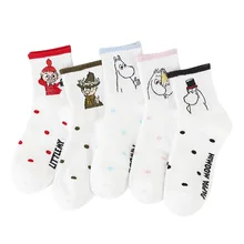 Новинка года; сезон осень-зима; женские носки «Мумин Муми-тролли»; забавные носки без пятки в японском стиле с изображением бегемота