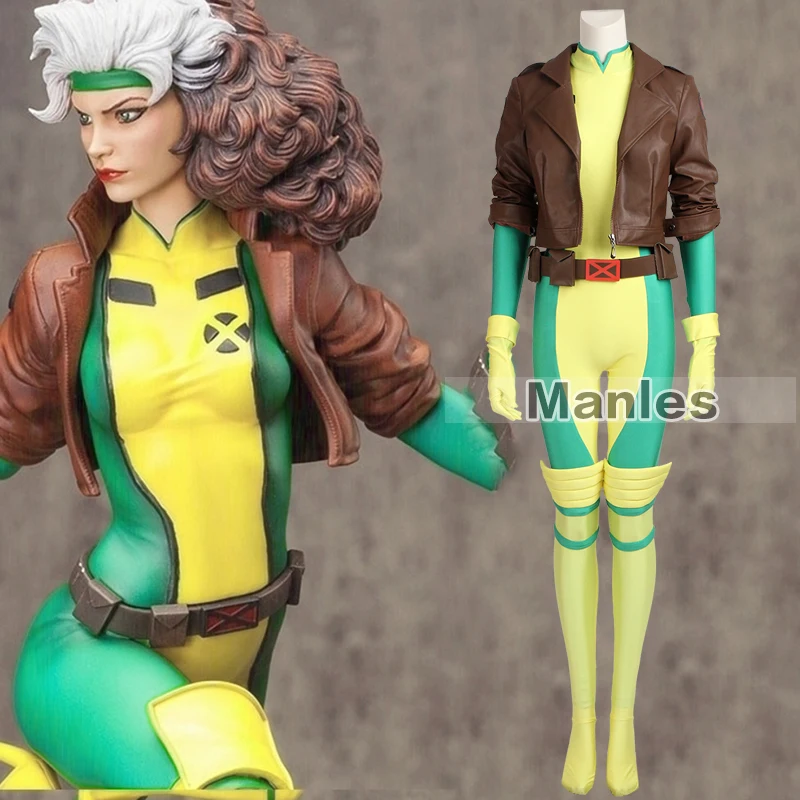 

X-Men Rogue Costume Cospaly Marvel Comics Superhero Cosplay Costume Mary Adult Women Full Set Leather Halloween Christmas Custom