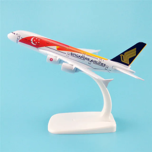 16cm metal plane model air singapore flag airlines a380 9v ski