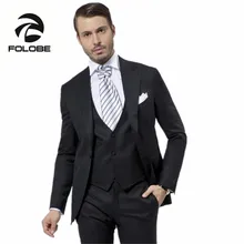 FOLOBE Terno Para Casamento Custom Made Black Handsome Mens Slim Suits Tuxedos Grooms Suit Men s