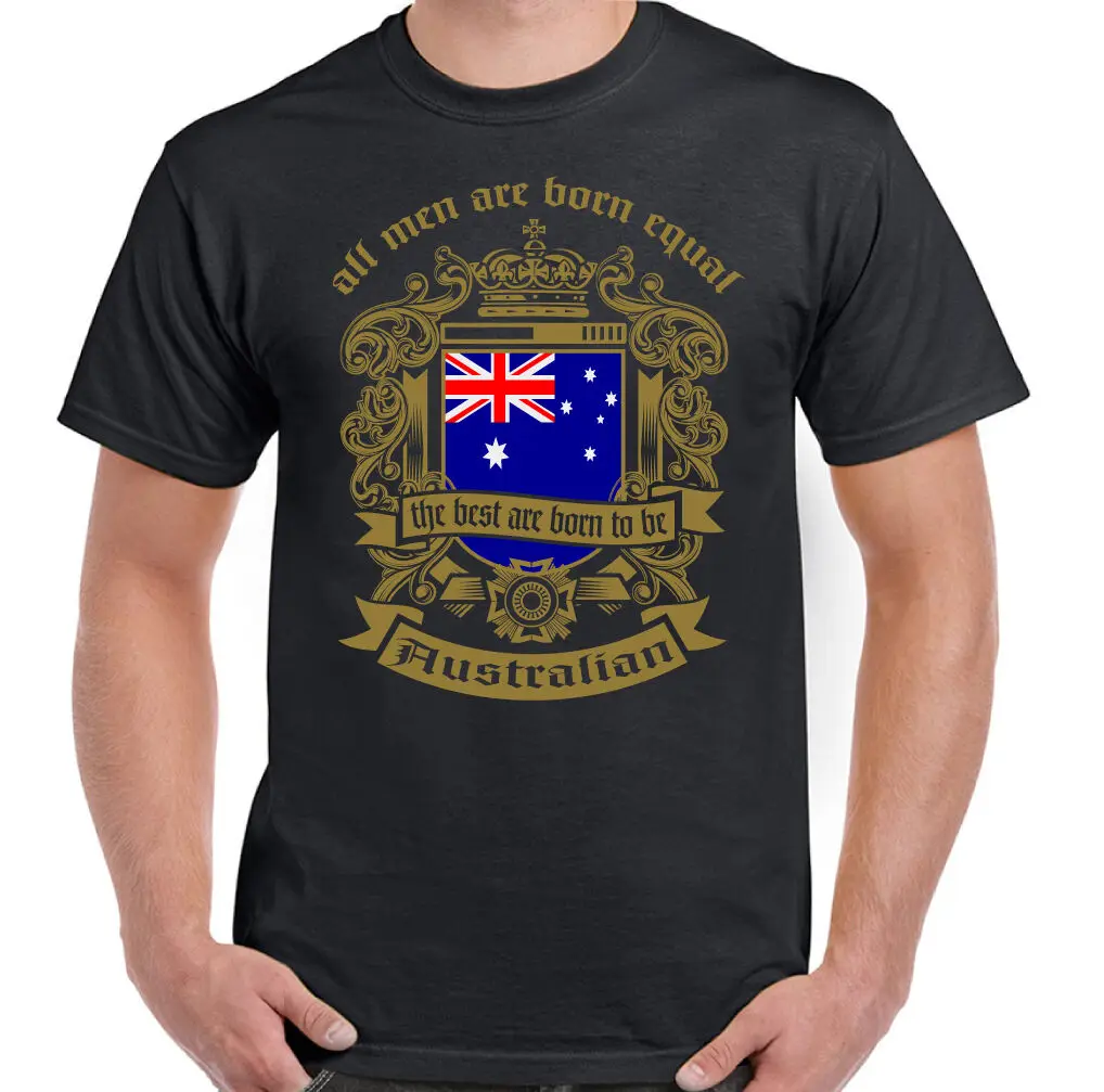 

Men Are Born Equal Australia Mens T-Shirt Flag Australian Day Rugby Cricket Golf