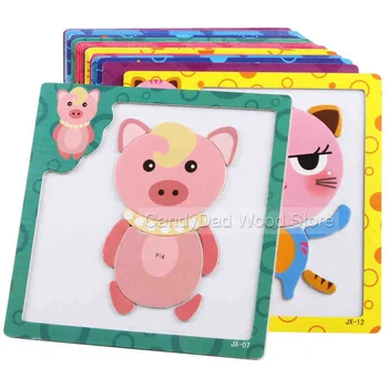 

Magnetic Wooden Puzzle Toys for Children Educational Wooden Toys Cartoon Animals Puzzles Table Kids Games Juguetes Educativos