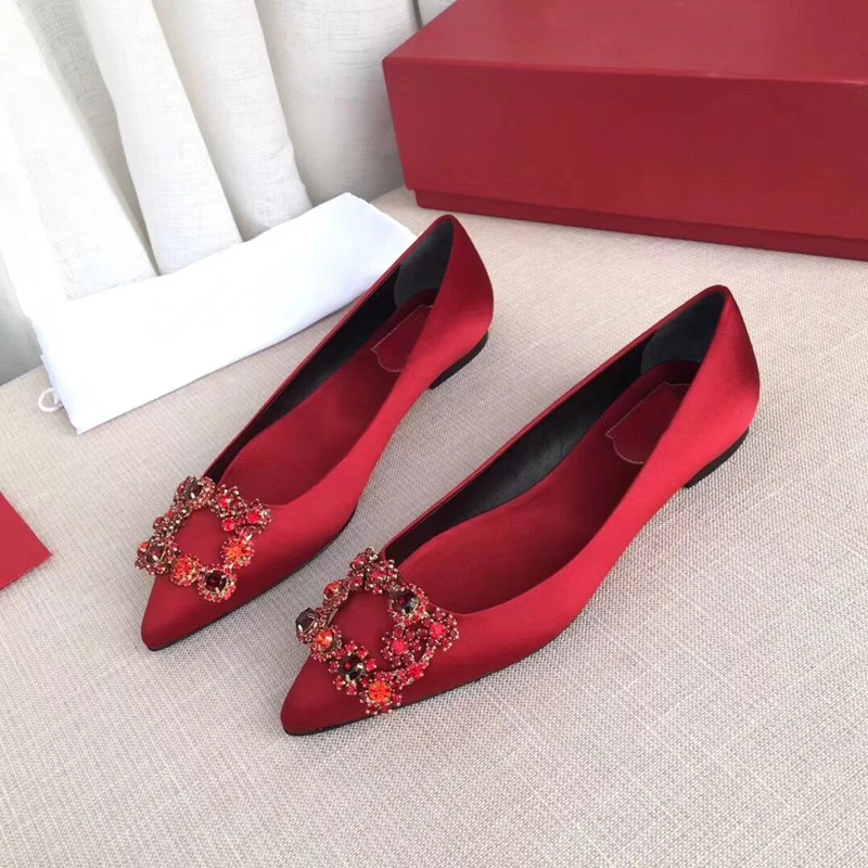 Kmeioo/ г., новые стильные свадебные туфли на плоской подошве с острым носком водонепроницаемые Мокасины с украшениями вечерние туфли на плоской подошве без шнуровки, женская обувь