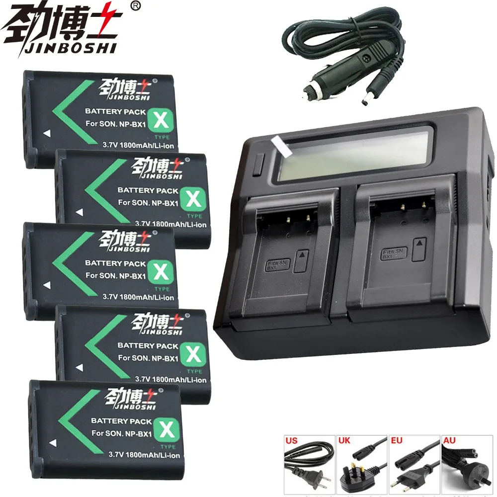 

5pcs NP-BX1 NP BX1 Camera Battery+LCD dual faster Charger for Sony DSC-RX100 WX500 IV RX10 II WX300 HX300 HDR-AS15 CX240E AS30V