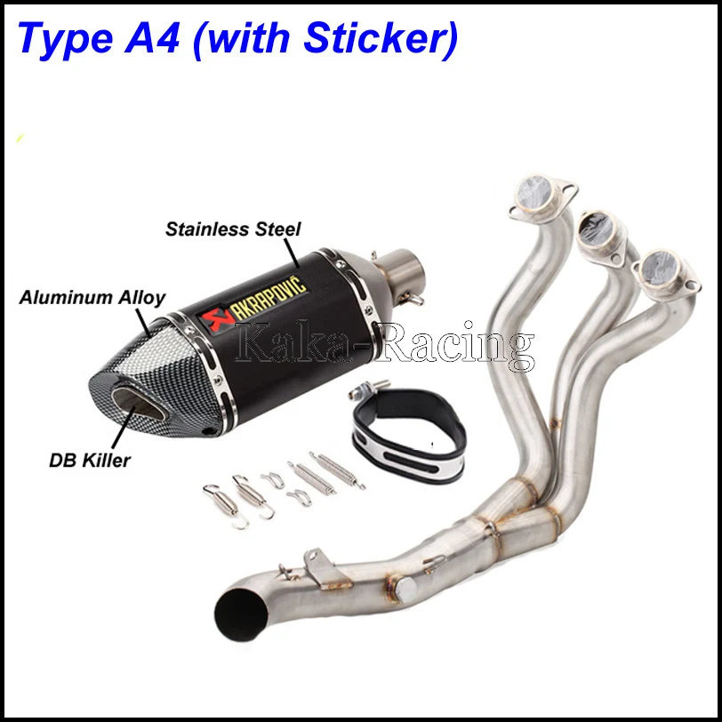 MT09 FZ09 мотоциклетная выхлопная система без шнуровки Модифицированная труба Akrapovic глушитель из углеродного волокна для Yamaha MT-09 FZ-09 - Цвет: Type A4(sticker)