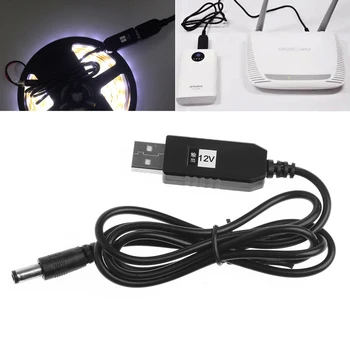 

USB DC 5V To DC 12V 2.1x5.5mm Male Step-Up Converter Adapter Cable For Router 95AD