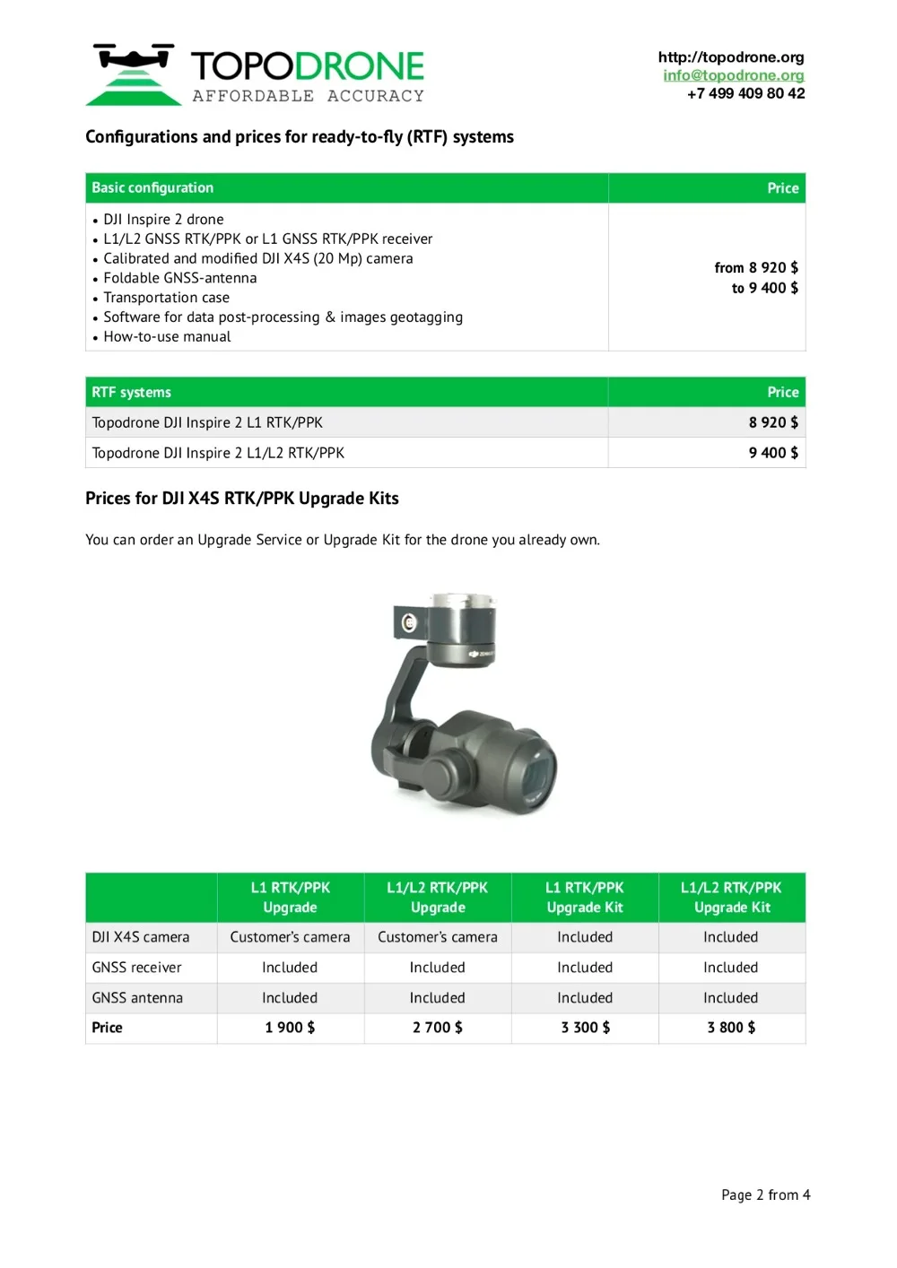 Topodrone DJI Inspire 2 RTK/PPK для прецизионной аэрофотосъемки дроны самолет MAX fly 30 км