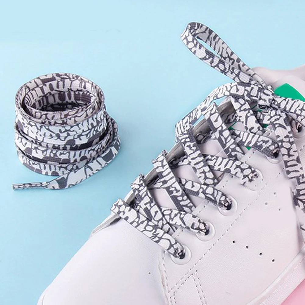Fashion Printed Shoelaces Decoration Pattern Rainbow Colored Shoe Laces Flat Shoelaces New Style Sport Shoelace Girls Shoe Lace