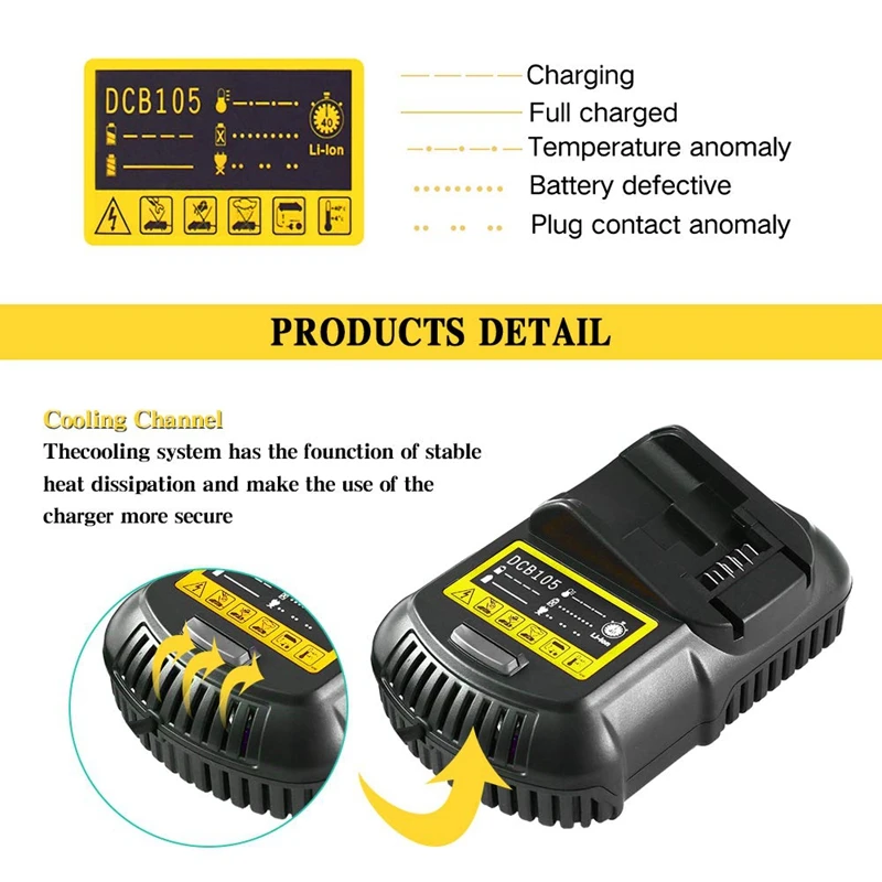 Беспроводные электроинструменты литий-ионная батарея зарядное устройство для Dewalt 14,4 в 18 в 20 в Dcb101 Dcb200 Dcb140 Dcb105 Dcb2
