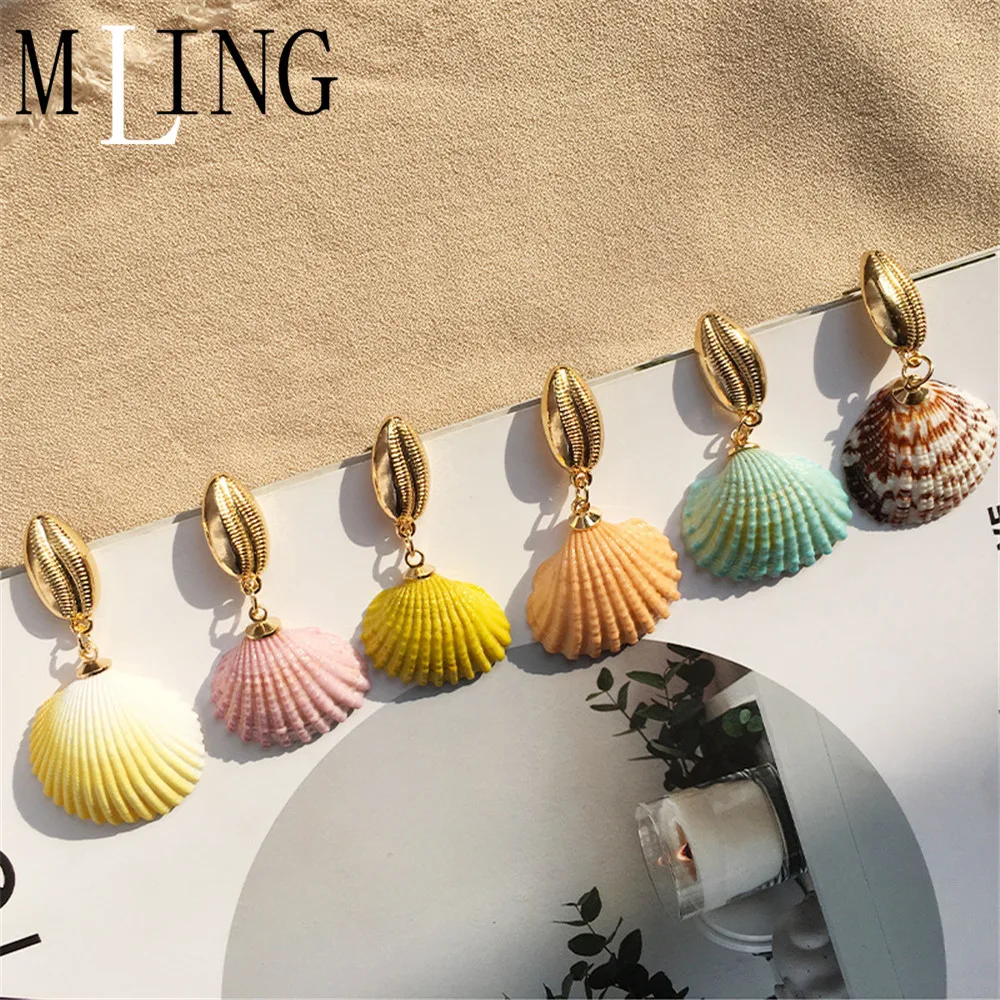 

MLING New Multicolor Ocean Earrings Bohemian Shell Conch Drop Earrings For Women
