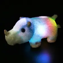 Светодиодный плюшевый игрушечная лампа Rhinoceros со светящийся ночник, светящийся в темноте, интерактивный подарок для детей