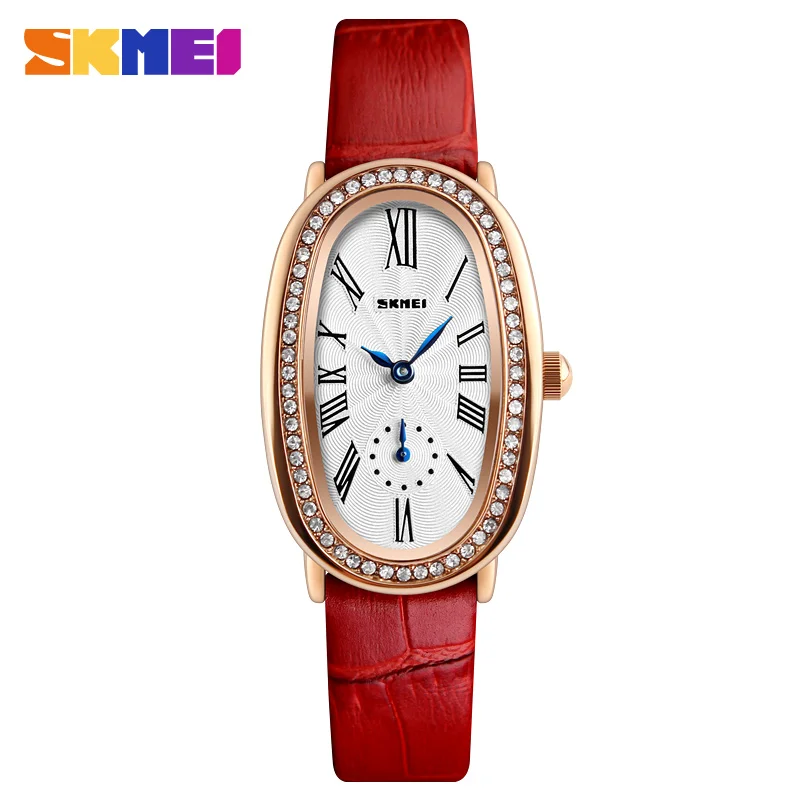 

SKMEI Fashion Women Watche 2019 Luxury Leather Quartz WristWatches Crystal Waterproof Ladies Clock Relogio Feminino Montre Femme