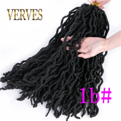 VERVES плетение Омбре Faux Locs Curly 20 дюймов 24 корня/упаковка Мягкие крючком косички Dread Locs наращивание волос твист черный - Цвет: # 1B