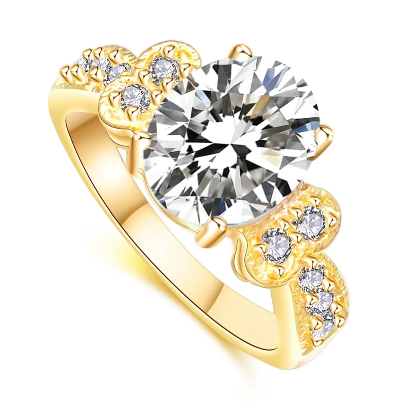 

Yunkingdom Luxurious Rings Female Ring Bijoux Gold White Cubic Zirconia Wedding Engagement Rings For Women
