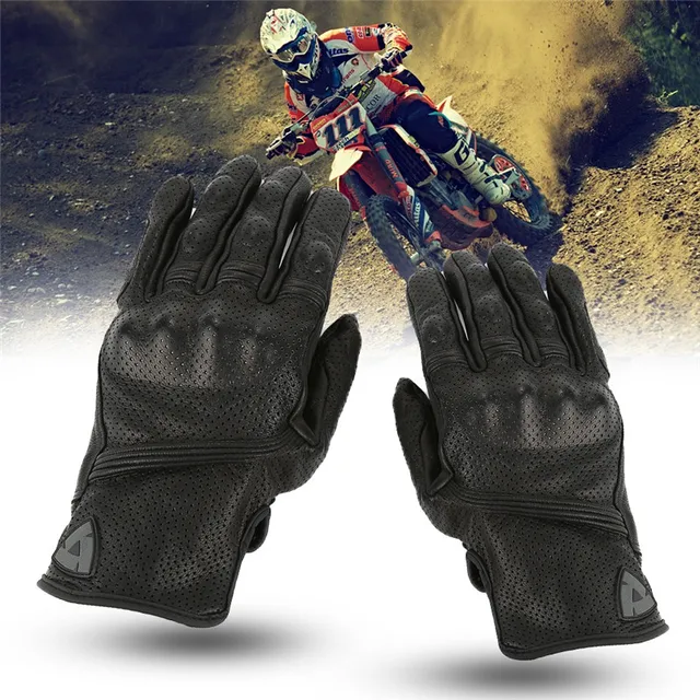 New Upgraded version S M L XL Black Leather Unisex Breathable Touch Screen Motorcycle Gloves Motocross Protection Gunes Moto GP