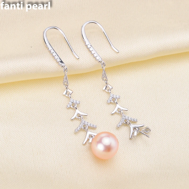 

FANTI Real Natural freshwater pearl earring s925 sterling silver ear stud for women Natural pearl jewelry earring 7-9mm