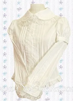 

Lolita Lace trim Long sleeves White Cotton Blouse