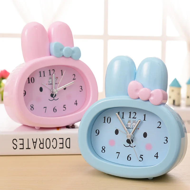 

Brand New Children Toy Table Clock Cute Cartoon Rabbit Digital Desk Bunny Ears Alarm Clock Students Gift kids Mute Clock P5