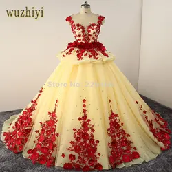 Wuzhiyi роскошные свадебное платье 2018 одежда с вышивкой Soiree аппликация бисером красивые Дубай Абая Гэтсби пол длина свадебное