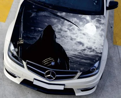 

Car Engine Hood Sticker Dark Moon Death Game Styling Head Decal Decor Carbon Vinyl Waterproof Cover