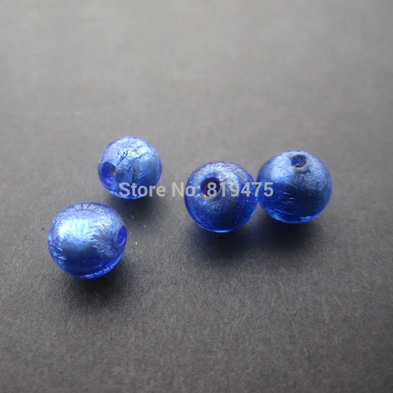 

10Pieces /lot 8mm Glass lampwork beads Silver Foil Light Blue Color for jewelry &DIY
