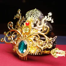 golden chinese ancient crown hair accessories photo studio prince cosplay head wear warrior hair crown set historical cosplay