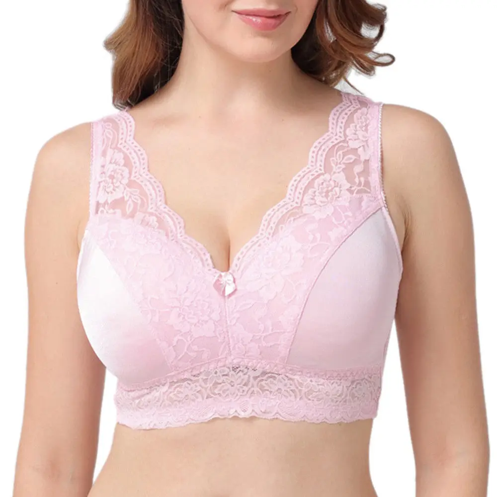 

YANDW Great women's Underwear Sexy Lace Push up Ladies Bra plus size wire free brassiere Big Size Bras lingerie BH 10 Colors