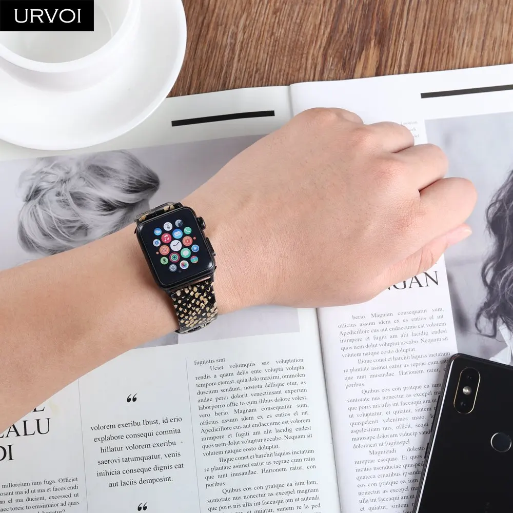 Ремешок URVOI для Apple Watch series 6/5/4/3/2/1 SE Роскошный Матовый ремешок из натуральной кожи