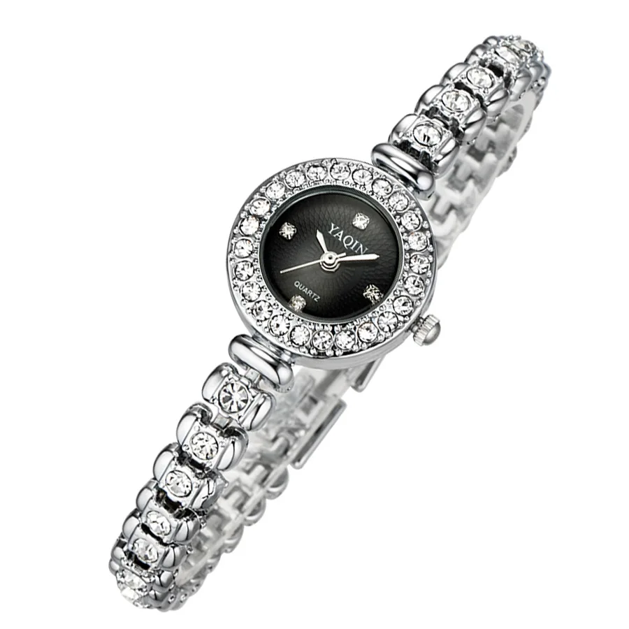 2017 new luxury fashion brand quartz watch diamond gold silver YAQIN business casual ladies watches relogio