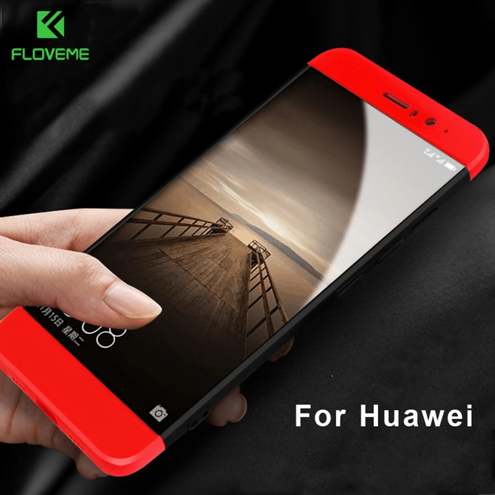 FLOVEME Full Coverage Case For Huawei P9 P10 Plus Mate 9 Luxury 3 In 1 Phone Cases Accessories Honor 8 Cover |