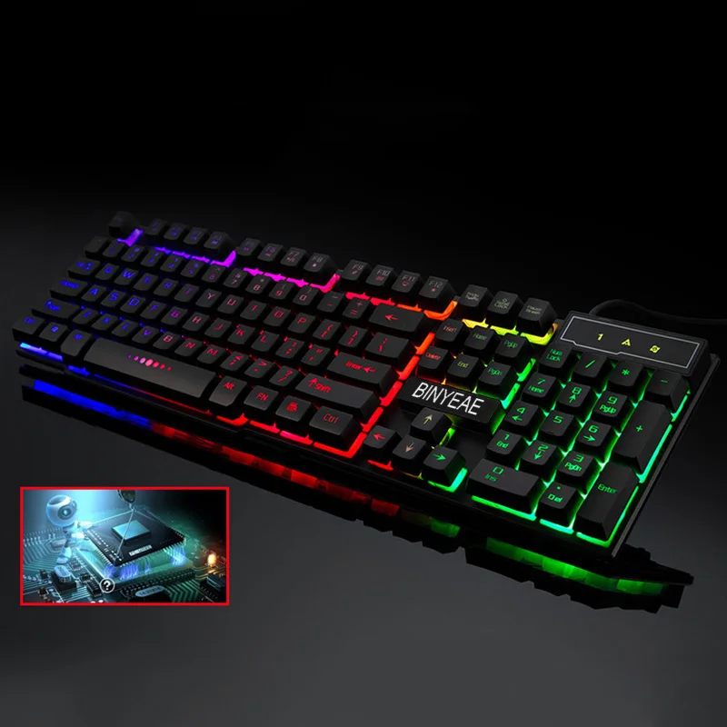 Горячая Распродажа английская игровая клавиатура с подсветкой Проводная Teclado Gamer плавающая светодиодная подсветка USB аналогичная Механическая на ощупь