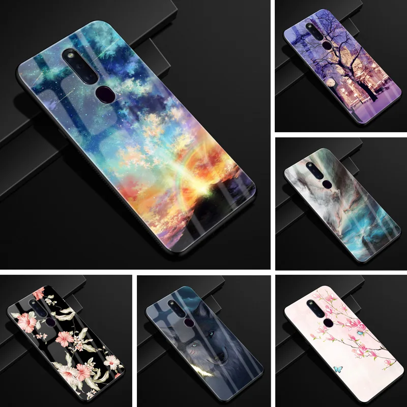 

For OPPO F11 Pro Case 6.53'' Glass Back Hard Case For Oppo F11 Pro Case F 11 Pro F11Pro Cover Soft Frame Tempered CPH1969