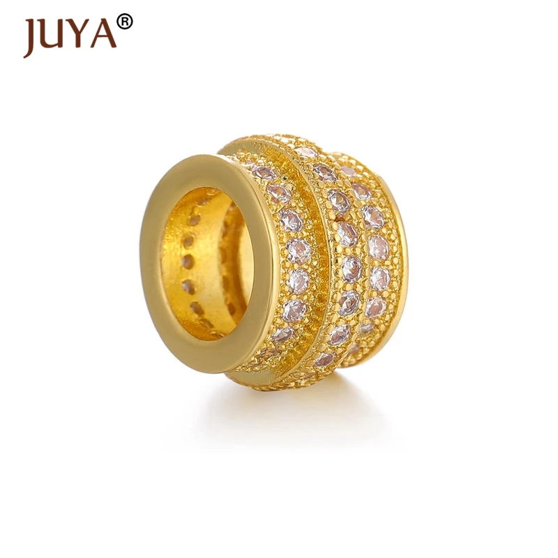 

High Quality Copper Metal Micro Pave CZ Big Hole Beads DIY Jewelry Accessory Zircon Beads Supplies For Jewelry Wholesale perlas