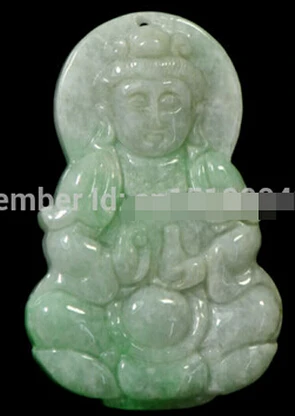 

Free shipping >>@>> Hot sell Green 100% Natural Grade A Jade Jadeite Kwan-yin Side Pendant Necklace
