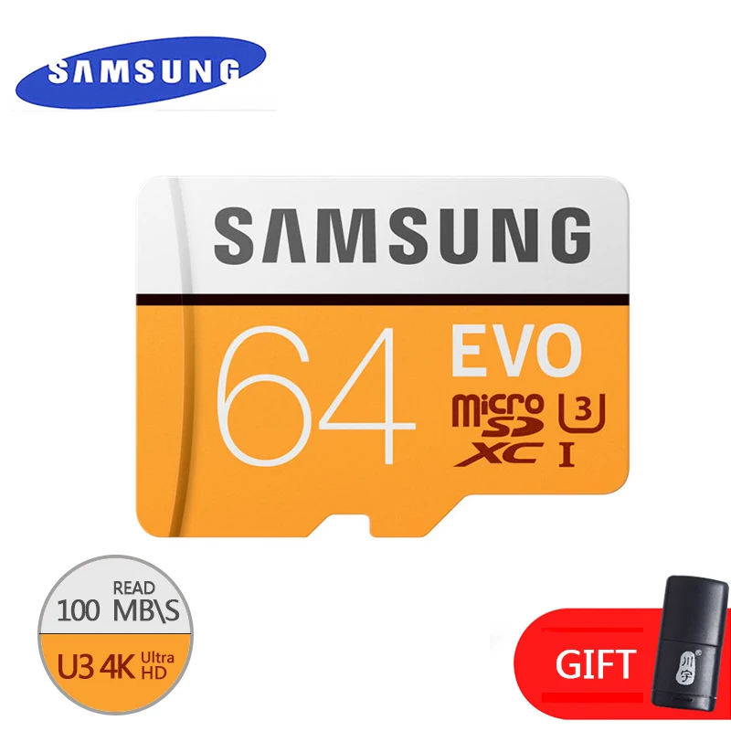 SAMSUNG Оригинальная карта памяти micro sd 16 Гб/32 ГБ/SDHC 64 Гб/SDXC класс 10 EVO TF флеш-КАРТЫ Подлинная безопасность - Емкость: 64GB Class10 GIFT