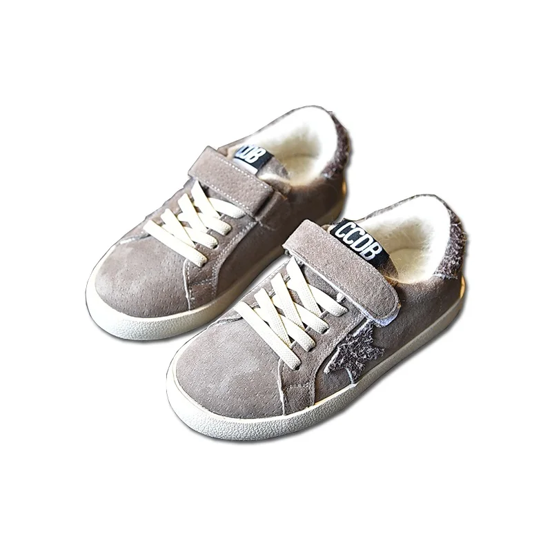 

Kids Warm Winter Shoes 2018 New Girls Sneakers Patchwork Star Matte Leather Fashion Boys Sports Trainer 4 6 8 12 years