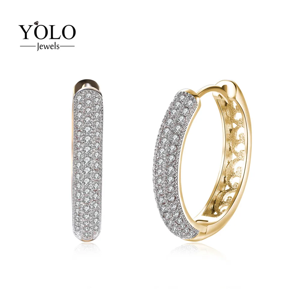 

Round Circle Hoop Earrings for Women Gold-color Charm Shiny Cubic Zircon Delicate Earring Jewelry suitable for Parties Love Gift