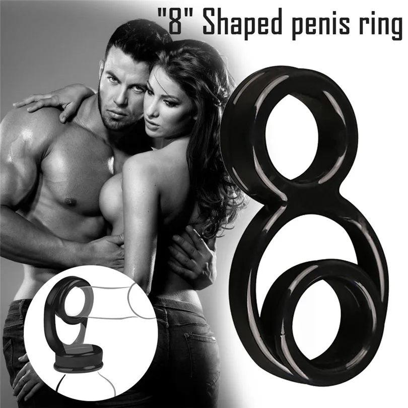 8 Shaped Male Delay Penis Ring Silicone Couple Lover Sexy Play Games Dual Ring Men Male Soft Silicone Time Delay Ring  (7)