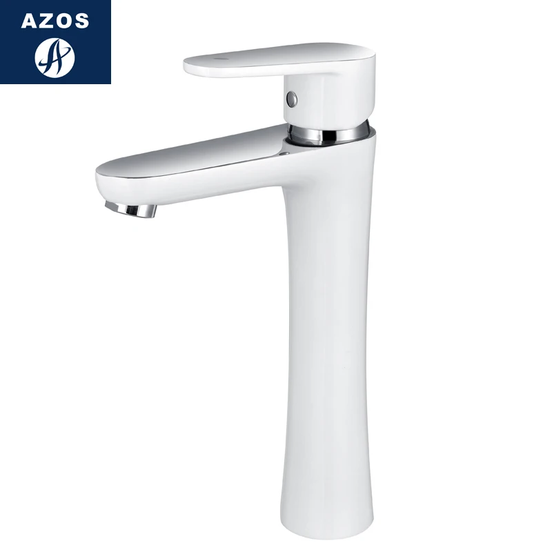 

Azos Above Counter Basin Faucet Soft Wash Basin Brass White Cold and Hot Switch Shower Room Basin Bathroom Cabinet Single Handl