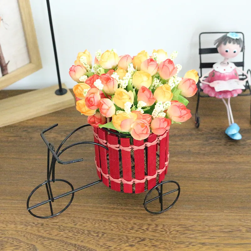 Flone Artificial Flower Set Simulated Flower Car Bicycle Flower Set Bouquets Wedding Home Indoor Household Decor Silk Flower  (2)