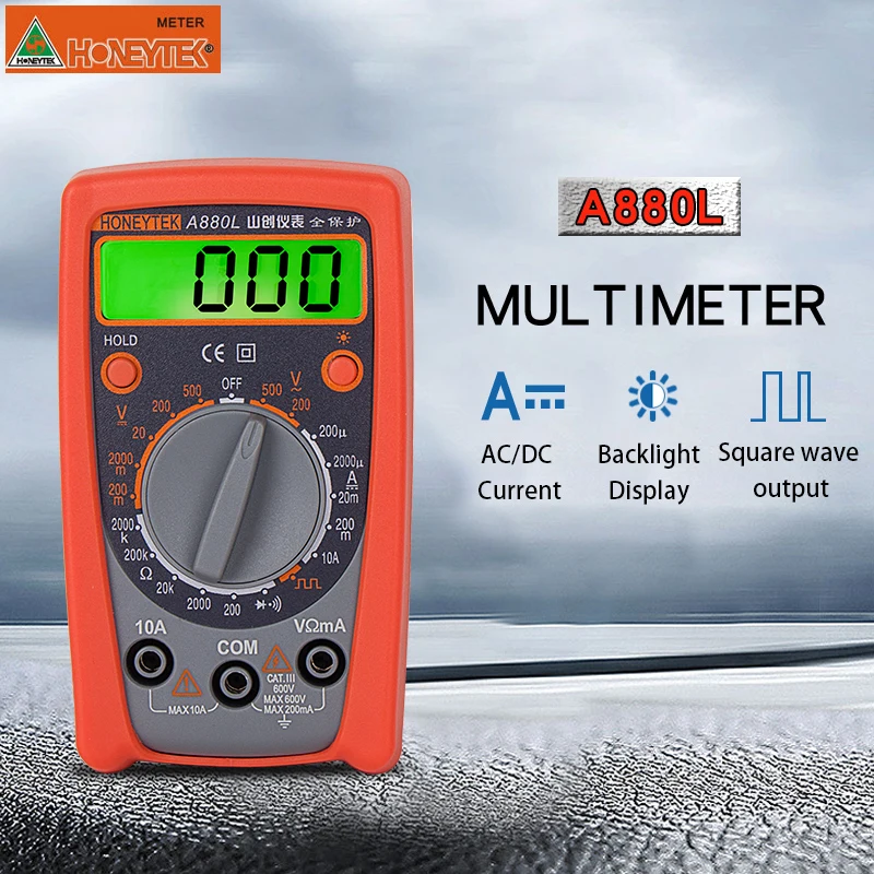 

HONEYTEK A880L Digital LCD Multimeter Meter tester Current AC/DC Voltage Resistance Capacitance Frequency Temperature Tester