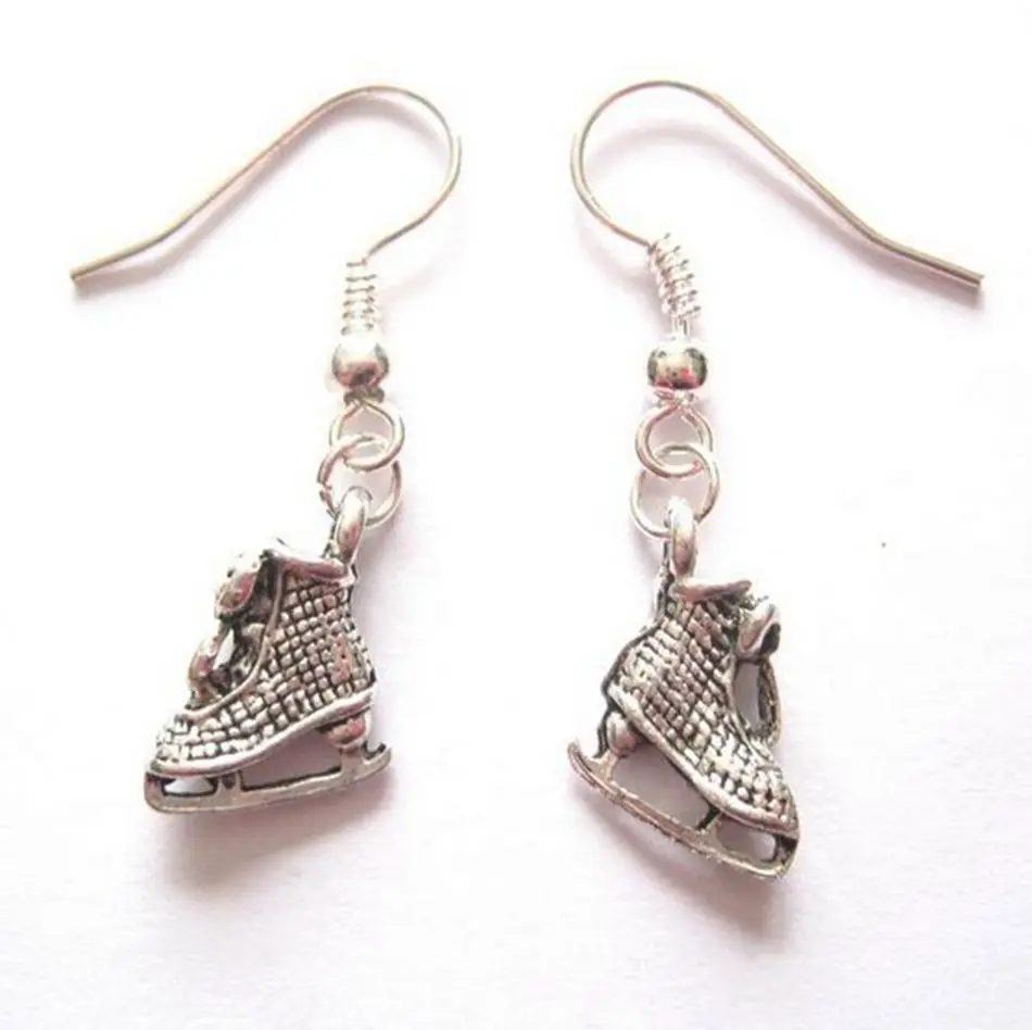

20pair *ICE SKATE BOOT* Tibetan Silver Earrings SP WINTER ICESKATING SKATING ON ICE 30MM LK797
