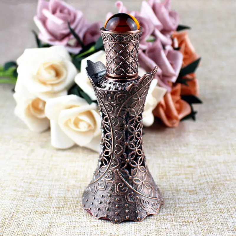 SAMBETTE 1 шт. 12 мл состаренная металлическая стеклянная бутылка в арабском стиле Бутылочки для эфирных масел со стеклянной капельницей флакон масла для духов Ближнего Востока