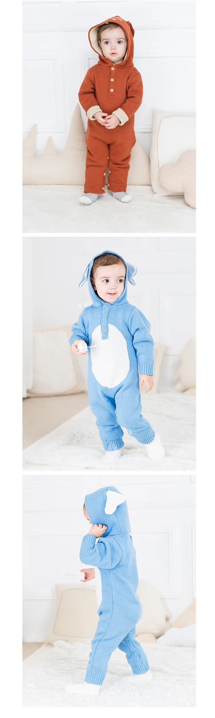 Baby Knit Clothes Children's Winter Overalls Deer Bodysuit Jumpsuit Overalls For Newborn Coverall Winter Child